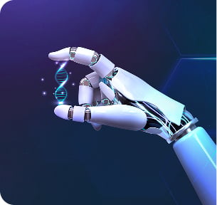a robotic hand holding a DNA strand