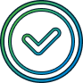 line art showing a check mark inside a circle