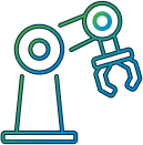 line art depicting an industrial robotic arm