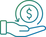 line art showing a hand holding a dollar sign
